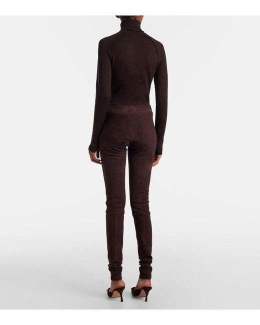 Stouls Purple Carolyn Mid-Rise Suede Leggings