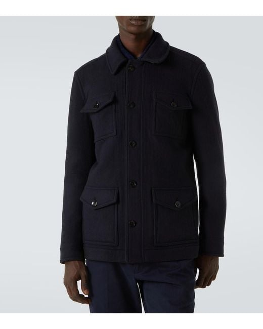 Tom Ford Blue Virgin Wool Coat for men
