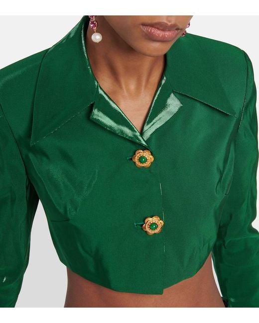 Miss Sohee Green Cropped Silk Jacket