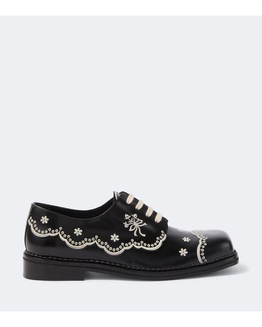 Simone Rocha Bestickte Brogues Aus Leder in Black für Herren