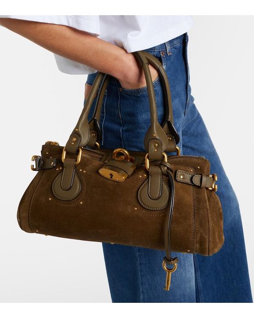 Chloé Brown Paddington Suede Shoulder Bag