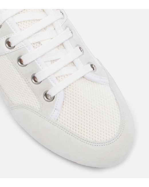 Givenchy White Slim Suede-Trimmed Sneakers