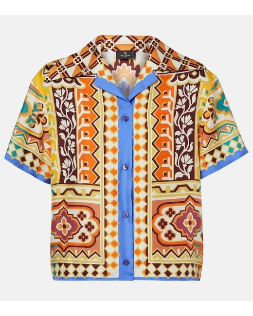 Etro Metallic Hemd Aus Seide