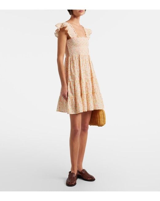 Rixo Natural Sideny Floral Cotton Minidress