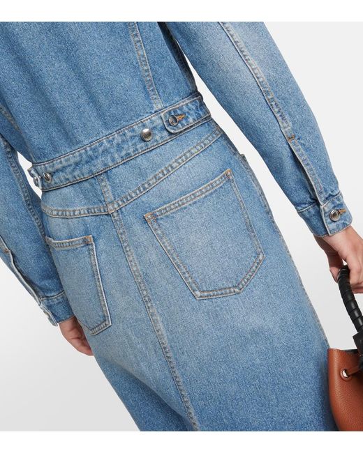Chloé Blue Maxikleid Aus Denim
