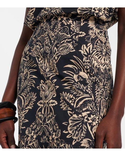 Ulla Johnson Black Clarisse Printed Cotton Poplin Midi Skirt