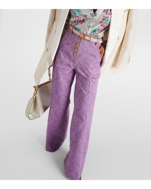 Jeans flared con stampa di Etro in Purple