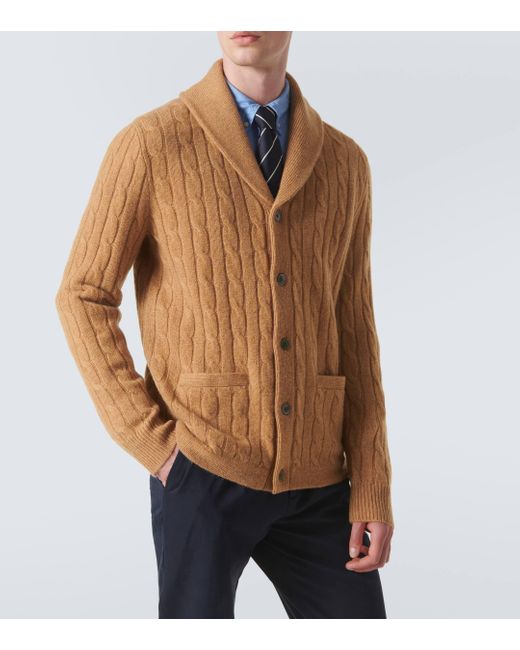 Polo Ralph Lauren Brown Cable-knit Cashmere Cardigan for men