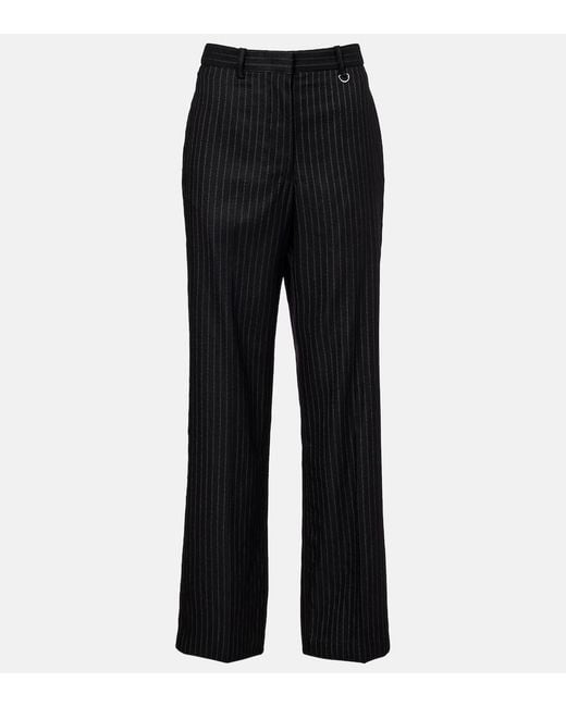 Isabel Marant Black Noanda Pinstriped Wool-Blend Straight Pants