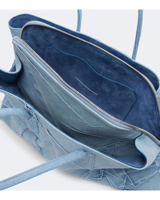 The Attico Blue La Passeggiata Medium Denim Tote Bag