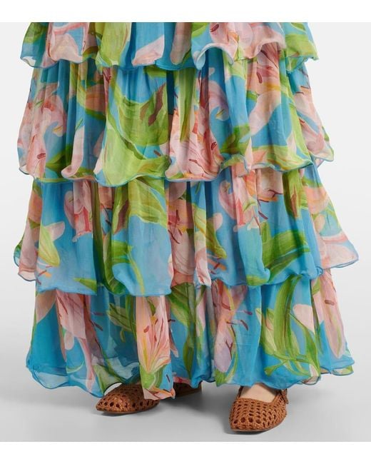 Jupe Longue A Fleurs Farm Rio en coloris Blue