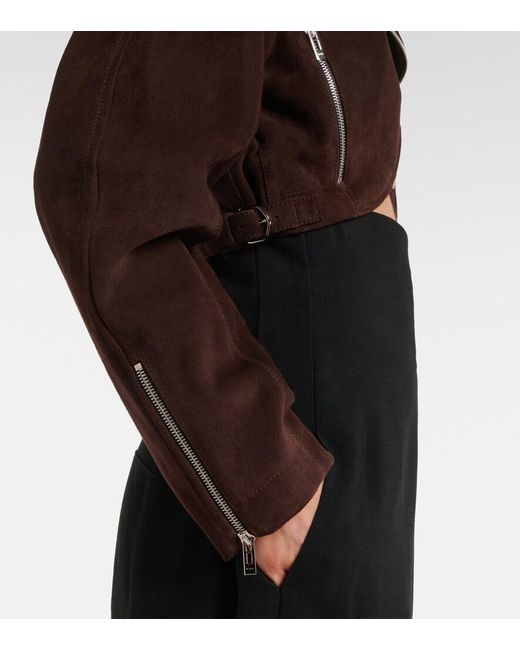 Alaïa Brown Cropped Suede Biker Jacket