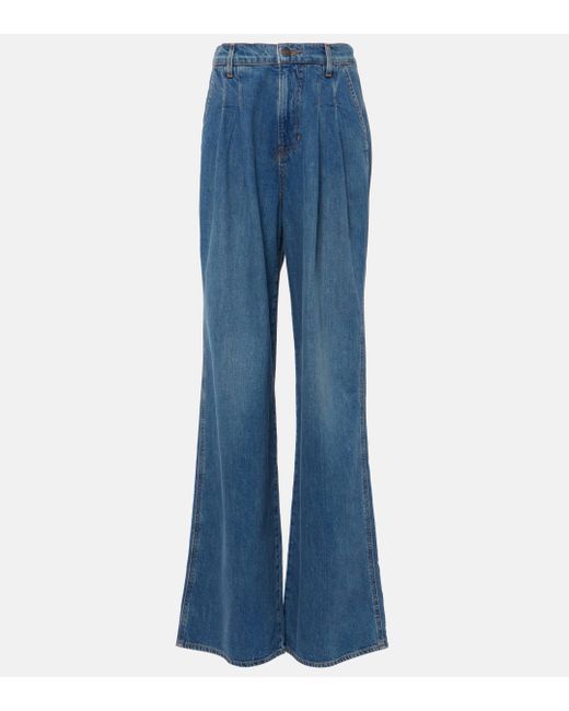 Veronica Beard Blue Mia Mid-rise Wide-leg Jeans