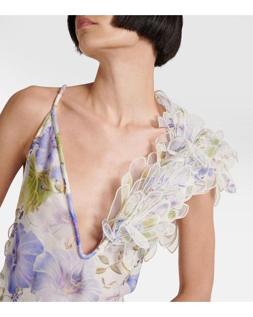【Zimmermann】Natura linen and silk organza minidress ZIMMERMANN Natura appliquéd linen and silk-blend mini dress