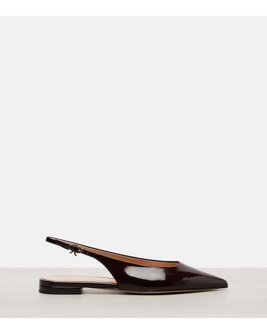 Gianvito Rossi Brown Robbie Leather Slingback Flats