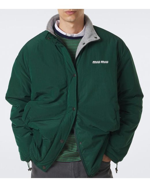 Miu Miu Green Logo Technical Jacket for men