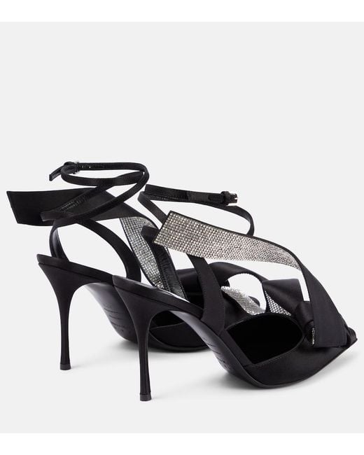 Area Black X Sergio Rossi Embellished Satin Slingback Pumps