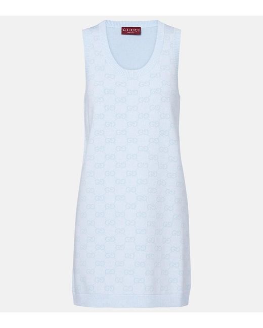 Gucci Blue Minikleid Gg Aus Baumwolle