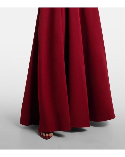 Staud Red Joy Pleated Cotton-Blend Gown