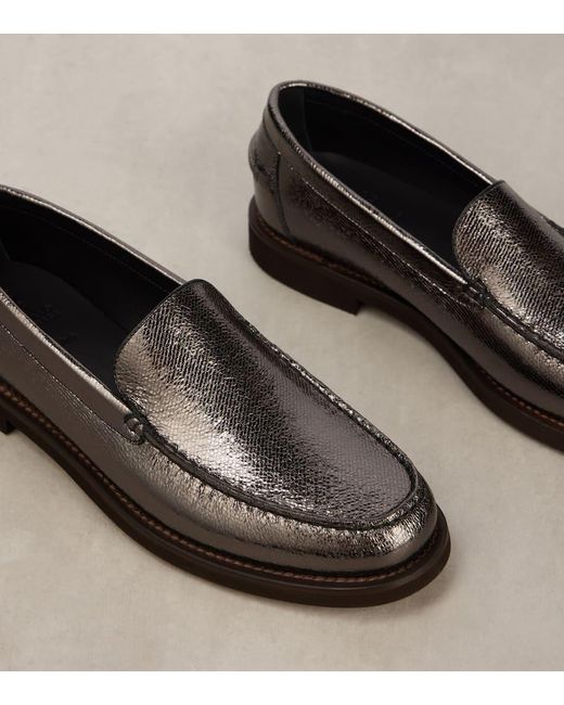 Brunello Cucinelli Black Loafers Aus Metallic-Leder