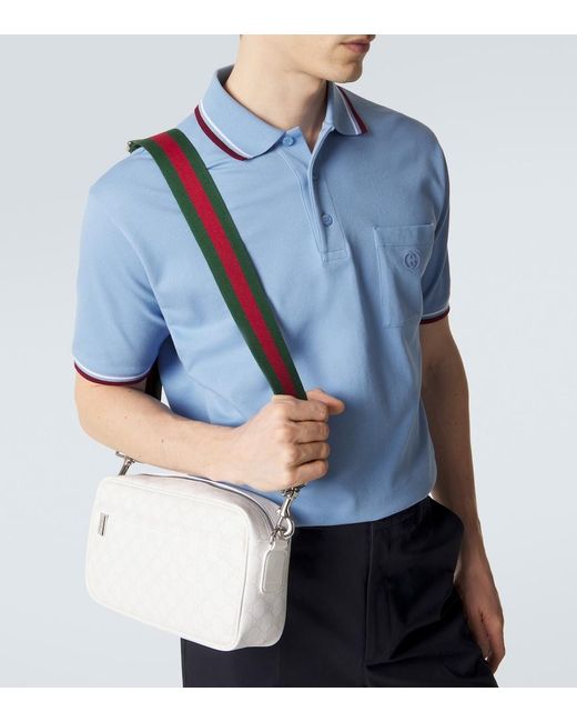 Gucci White Gg Canvas Medium Crossbody Bag for men