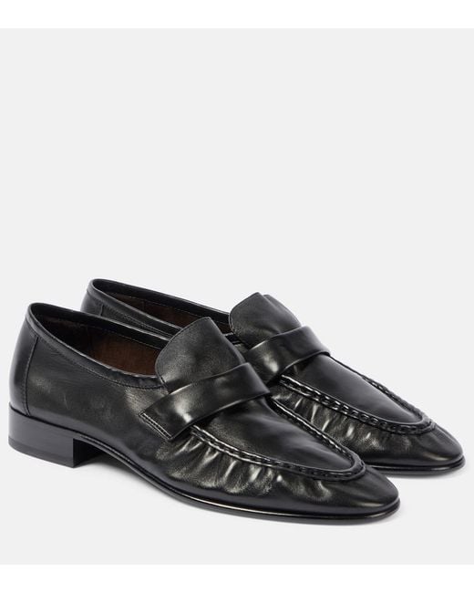 The Row Black Soft Leather Loafers