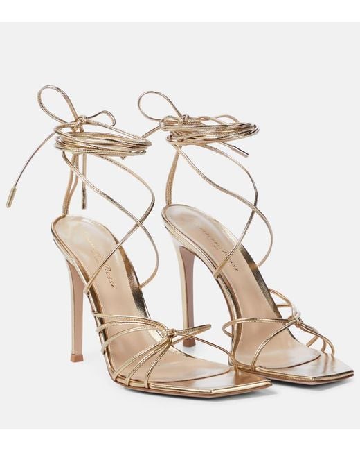 Gianvito Rossi Natural Sandalen Aus Metallic-Leder