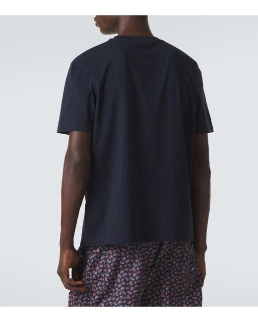 Etro Blue Printed Cotton Jersey T-Shirt for men