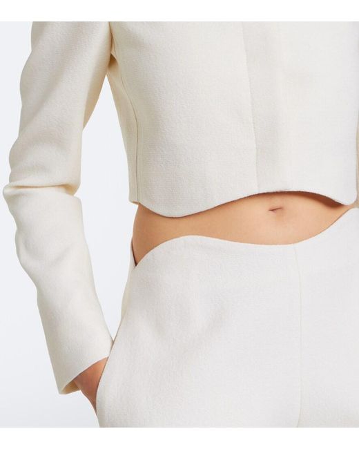 Alaïa White Cropped Wool Jacket