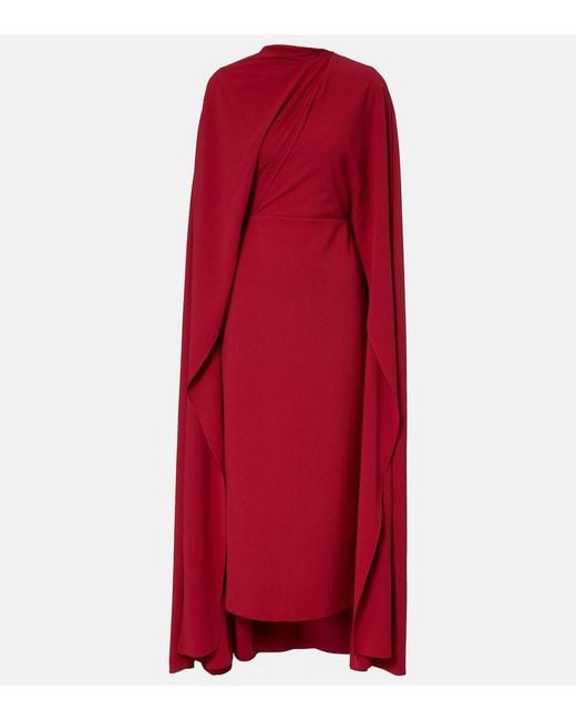 Roksanda Red Neolitsea Caped Crepe Cocktail Dress