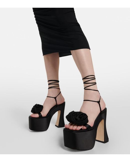 Magda Butrym Black Applique Satin Platform Sandals