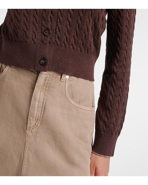 Brunello Cucinelli Brown Cotton-Blend Cardigan
