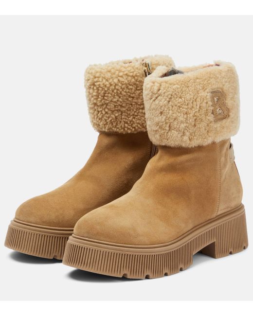 Bogner Brown Turin Suede And Shearling Ankle Boots