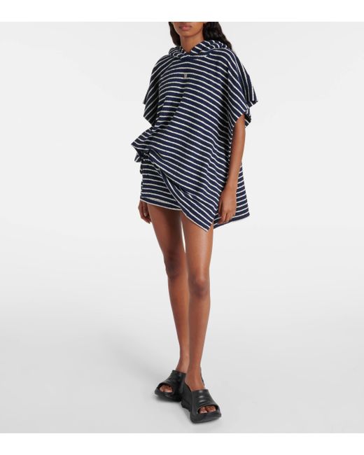 Givenchy Blue 4g Striped Cotton-blend Terry Poncho