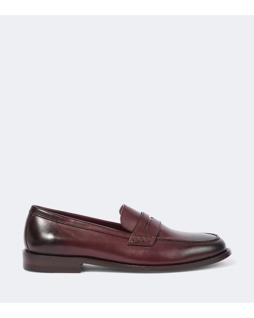 Manolo Blahnik Purple Perry Leather Penny Loafers for men