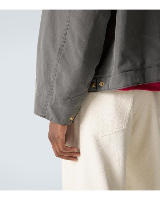 A.PRESSE Gray Vintage Cotton And Silk Twill Jacket for men