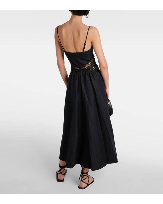 Jonathan Simkhai Black Malena Linen-blend Midi Dress
