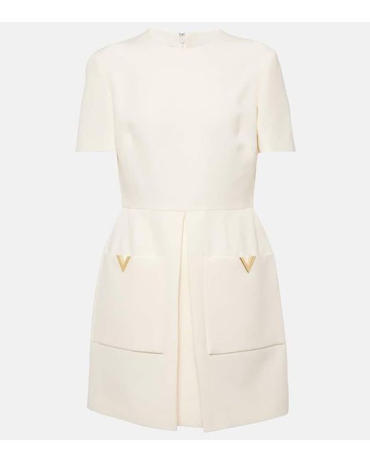 Vestido corto de Crepe Couture con VGold Valentino de color Natural