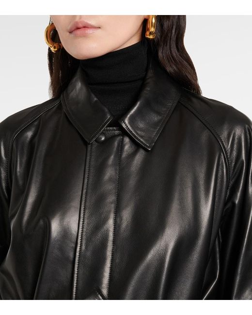 Nour Hammour Black Mantel Isolde Aus Leder