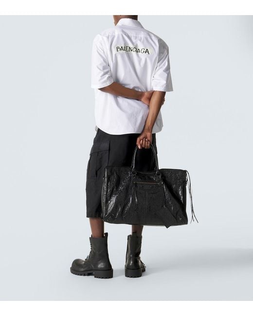 Balenciaga Black Le City Leather Duffel Bag for men