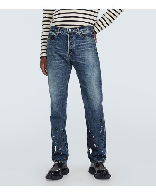Undercover Blue Beaded Straight Jeans for men