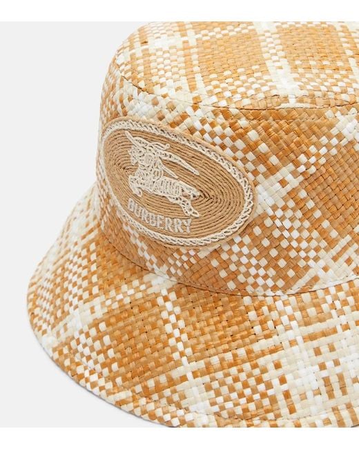 Burberry Natural Raffia-Effect Bucket Hat
