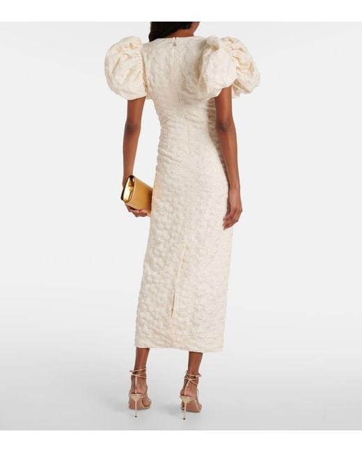 ROTATE BIRGER CHRISTENSEN White Bridal Floral Jacquard Midi Dress