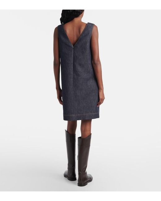 Brunello Cucinelli Blue Monili Cotton Twill Minidress