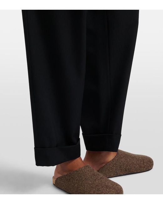 The Row Black Delano Wool Straight Pants