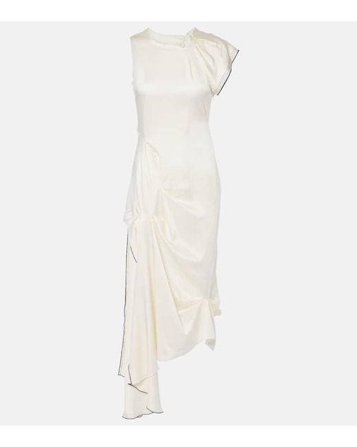 Vestido Midi De Saten Drapeado Victoria Beckham de color White