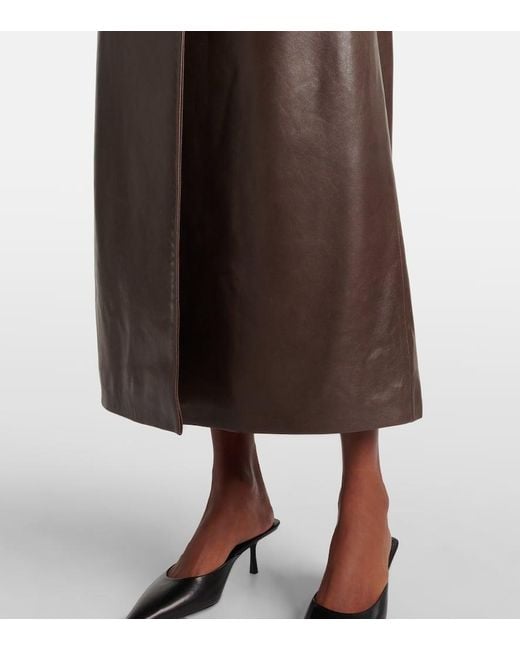 Nour Hammour Brown Dakota Shearling-Trimmed Leather Trench Coat