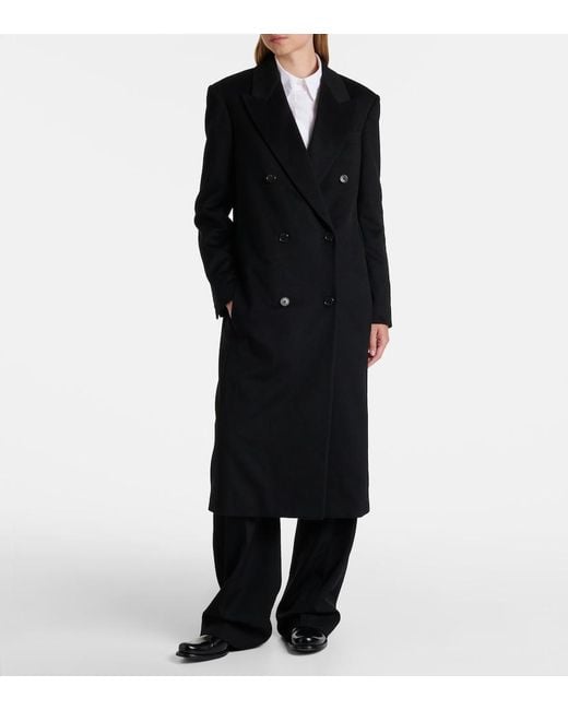 The Row Black Sandes Cashmere Coat