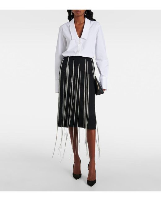 Victoria Beckham Black Chain-Detail Midi Skirt