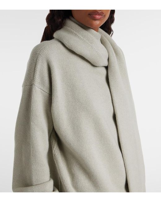 Calvin Klein White Scarf-Detail Cashmere Sweater